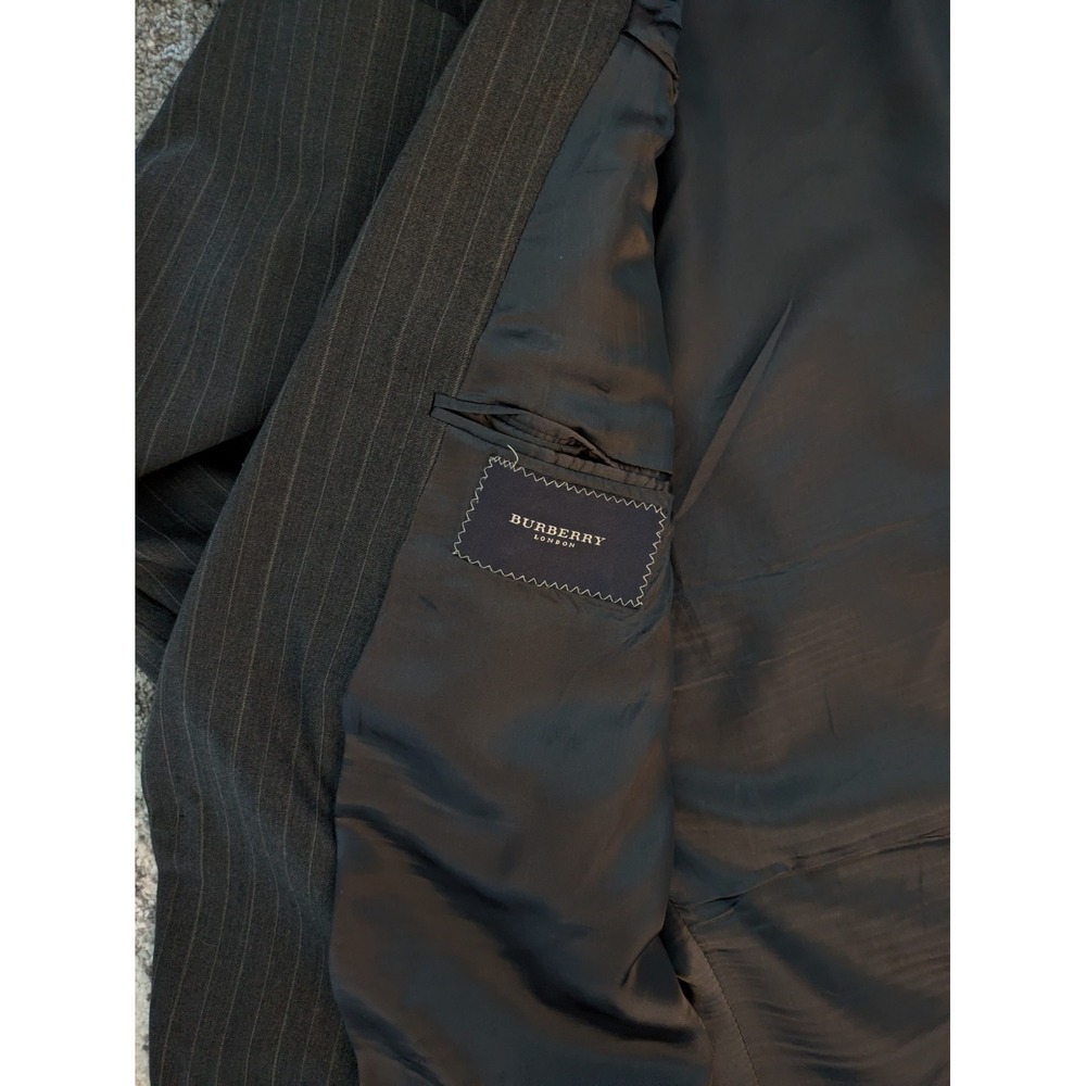 Burberry London Mens Wool Blazer 48L Dark Gray Stripe Two-Button Suit Jacket - Picture 4 of 7
